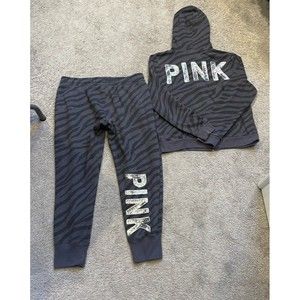 HTF RARE VS PINK Zebra Bling Hoodie/Pant Set